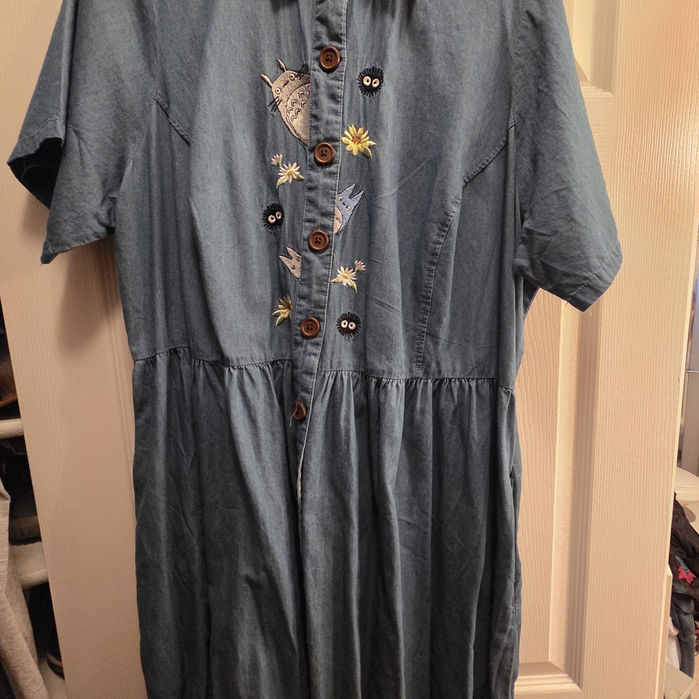 Her Universe Blue Denim Dress with Embroidery